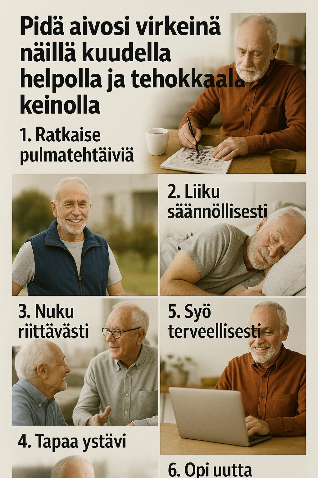 Pidä aivosi virkeinä näillä kuudella helpolla ja tehokkaalla keinolla