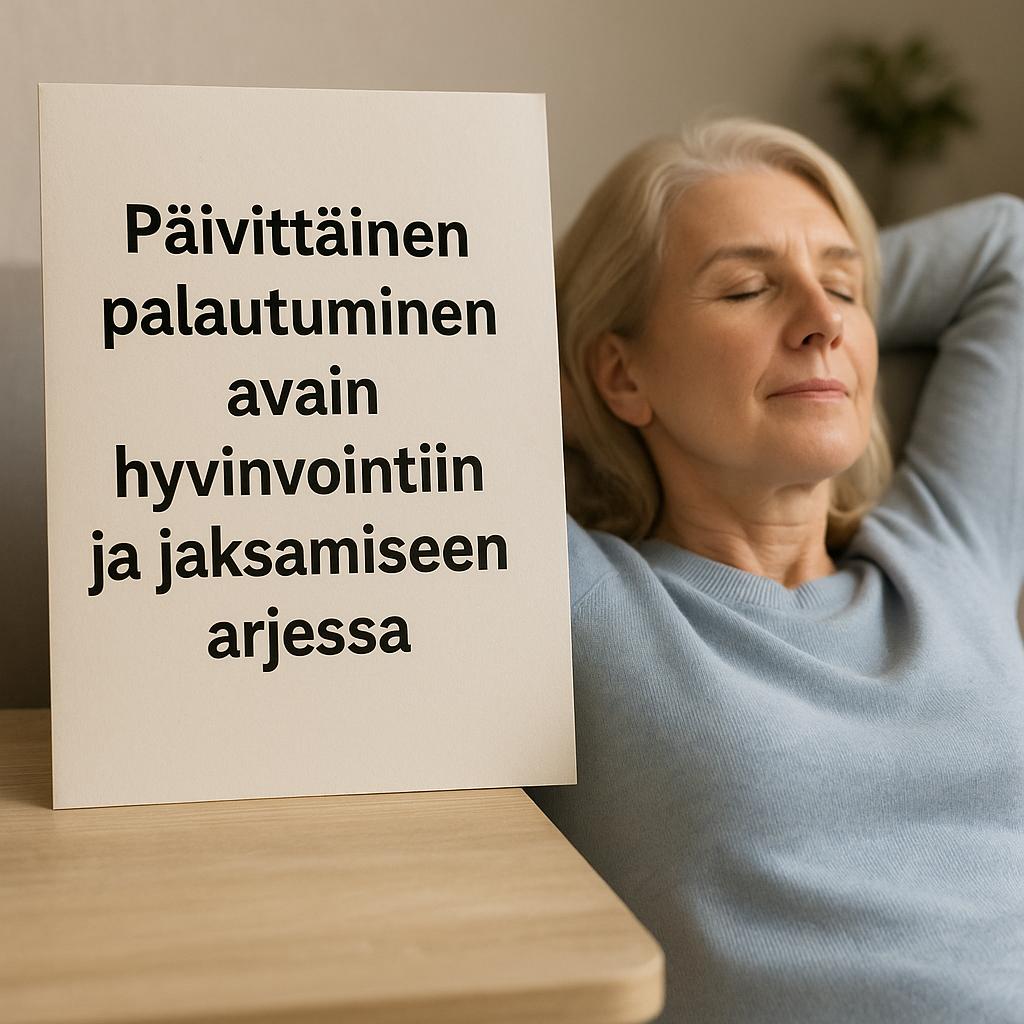 Päivittäinen palautuminen avain hyvinvointiin ja jaksamiseen arjessa